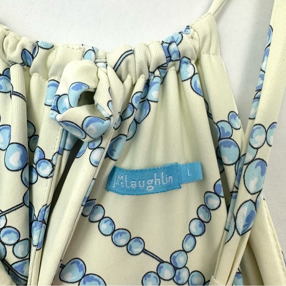 J. McLaughlin Maria Blue Beaded Link Halter Dress Women’s Size Large below knee - Picture 9 of 10